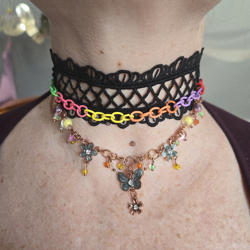 Multicolor Floral Charm Necklace